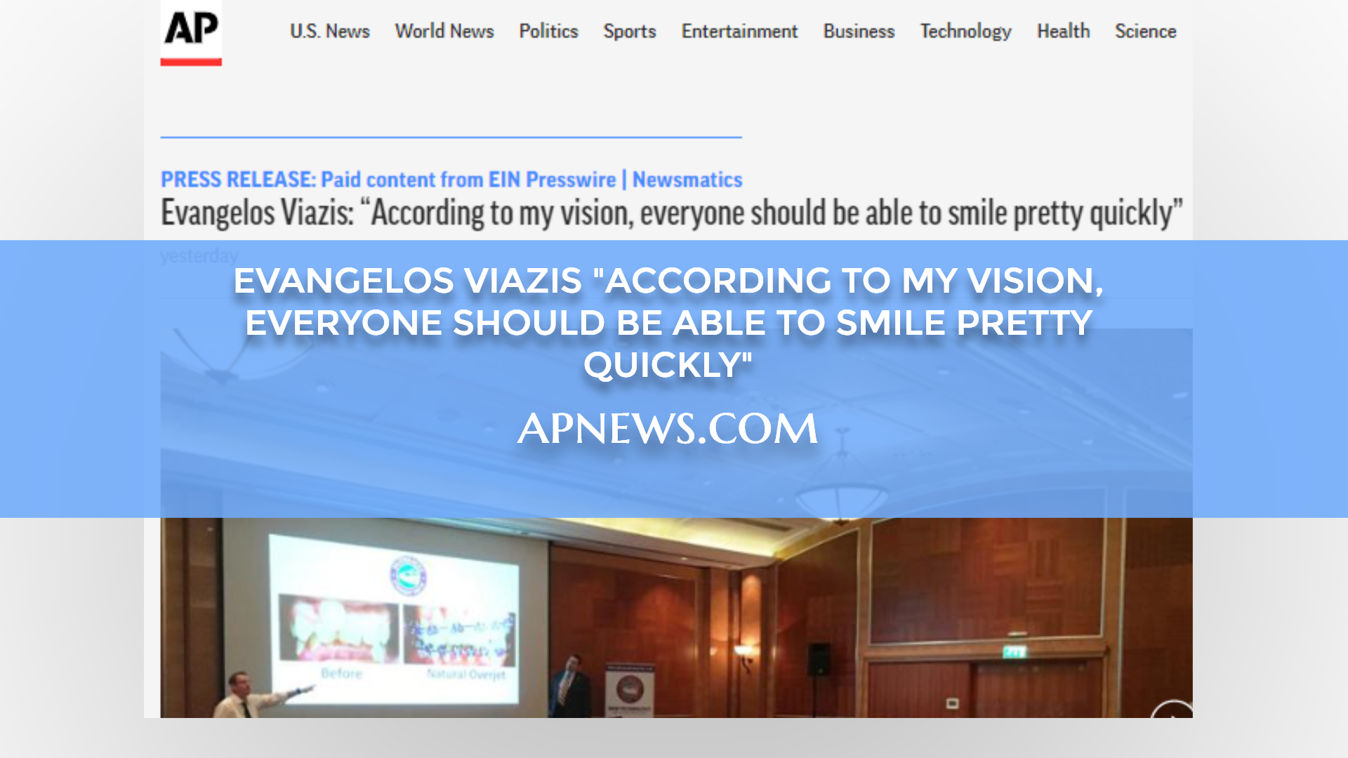 Νέο Άρθρο στο Apnews.com: Evangelos Viazis "According to my vision, everyone should be able to smile pretty quickly"